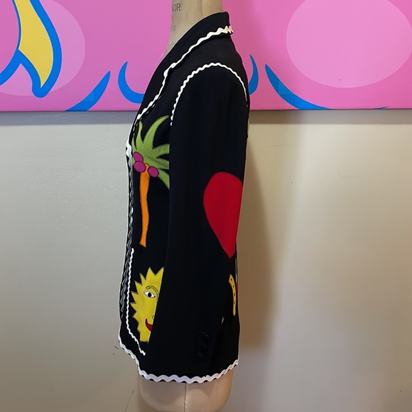 Moschino Rickrack Black Blazer The Nanny Iris Apfel Sun Dove Palm Tree - Picture 12 of 16